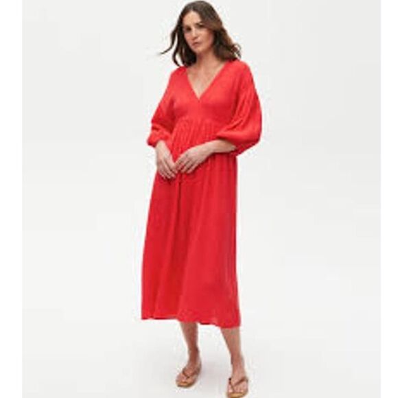 NEW Michael Stars 100% Cotton Gauze Muslin Isabella Midi Dress Salsa Red XS - Picture 7 of 8